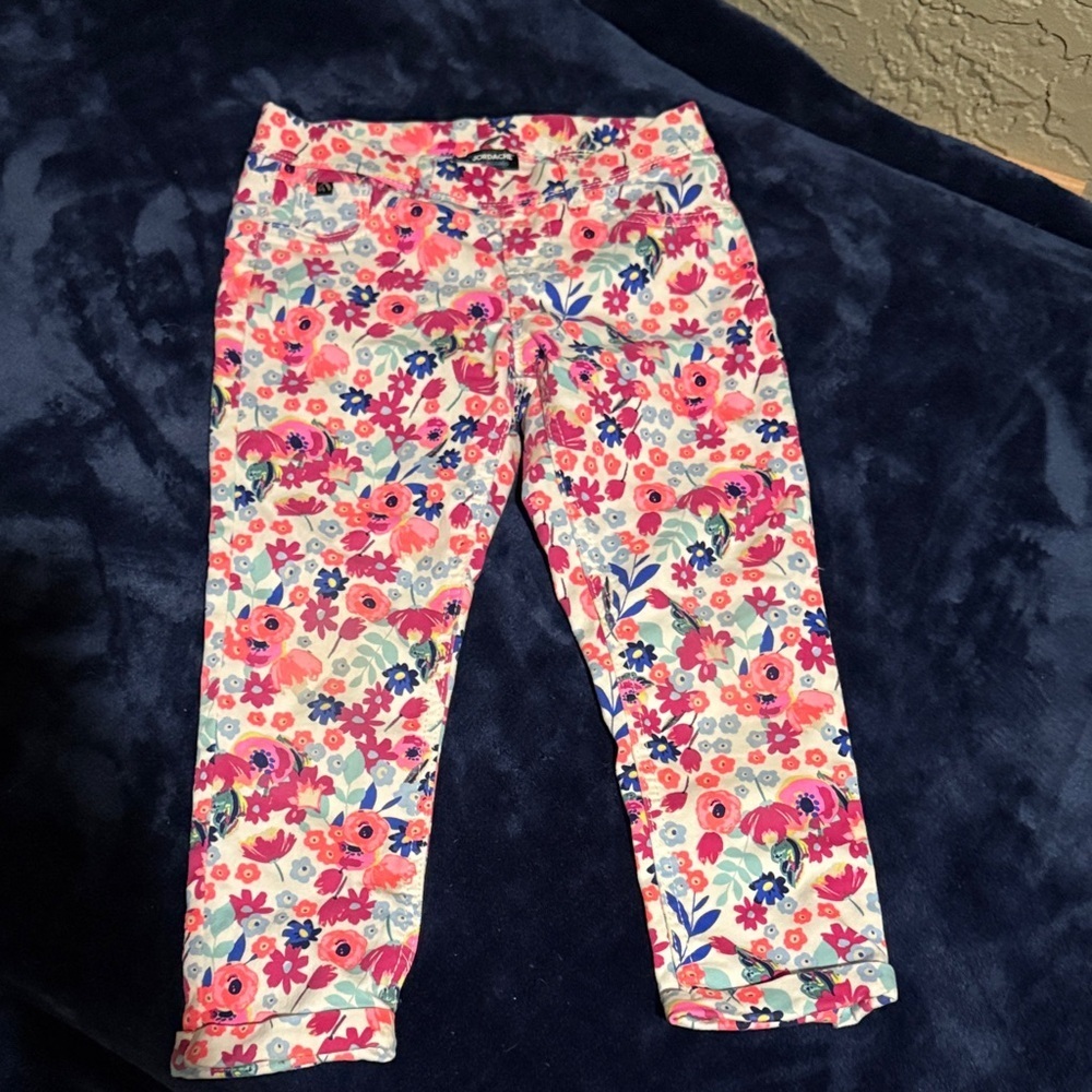 Jordache Girls' Floral Print Crop Jeggings Jeans Kids Size 7t/8t Pants Stretchy